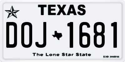 TX license plate DOJ1681