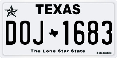 TX license plate DOJ1683