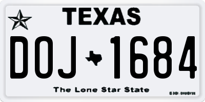 TX license plate DOJ1684