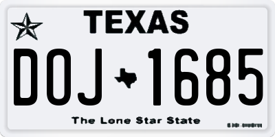 TX license plate DOJ1685