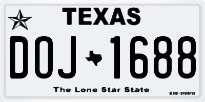 TX license plate DOJ1688