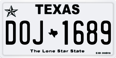 TX license plate DOJ1689