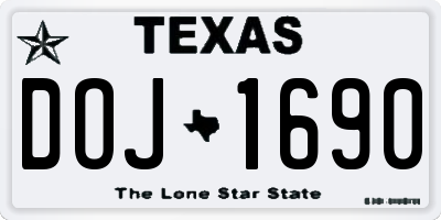 TX license plate DOJ1690
