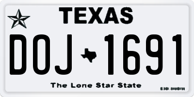 TX license plate DOJ1691