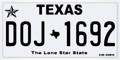 TX license plate DOJ1692