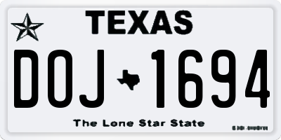 TX license plate DOJ1694