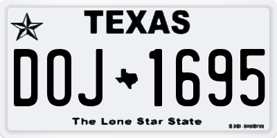 TX license plate DOJ1695