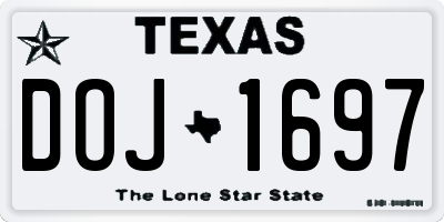 TX license plate DOJ1697
