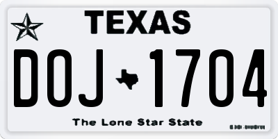 TX license plate DOJ1704