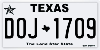 TX license plate DOJ1709