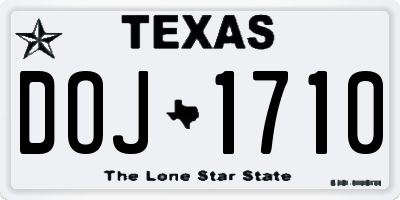 TX license plate DOJ1710