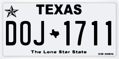 TX license plate DOJ1711