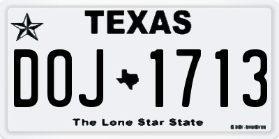 TX license plate DOJ1713