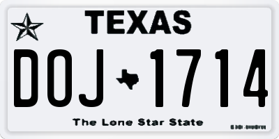 TX license plate DOJ1714