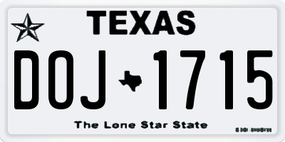 TX license plate DOJ1715
