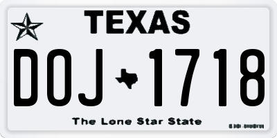 TX license plate DOJ1718