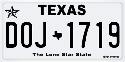TX license plate DOJ1719
