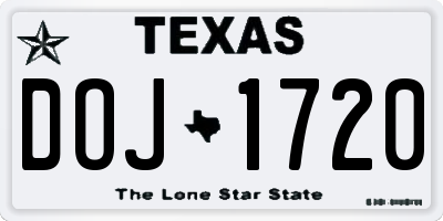 TX license plate DOJ1720