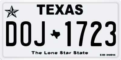 TX license plate DOJ1723