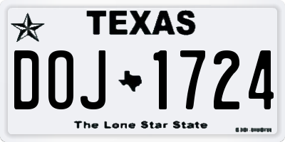 TX license plate DOJ1724