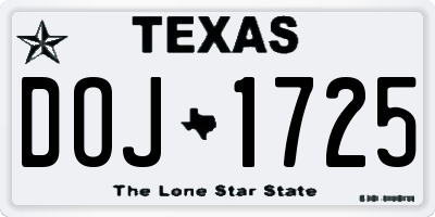 TX license plate DOJ1725
