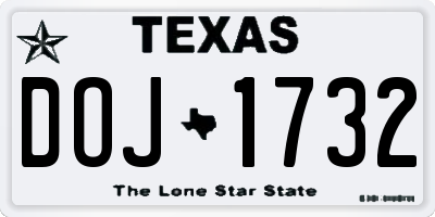 TX license plate DOJ1732