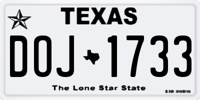 TX license plate DOJ1733