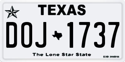 TX license plate DOJ1737