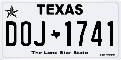 TX license plate DOJ1741