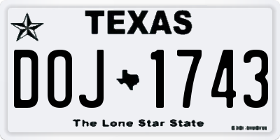 TX license plate DOJ1743