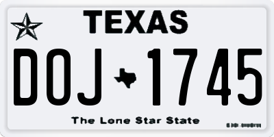 TX license plate DOJ1745