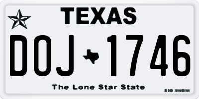 TX license plate DOJ1746