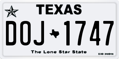 TX license plate DOJ1747