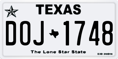 TX license plate DOJ1748