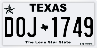 TX license plate DOJ1749
