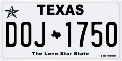 TX license plate DOJ1750
