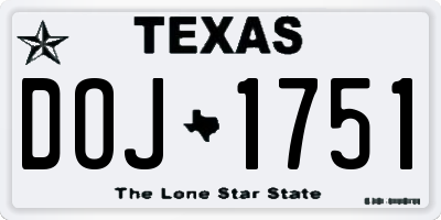 TX license plate DOJ1751