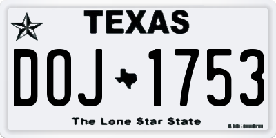 TX license plate DOJ1753