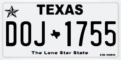 TX license plate DOJ1755