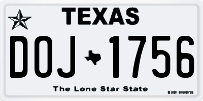 TX license plate DOJ1756