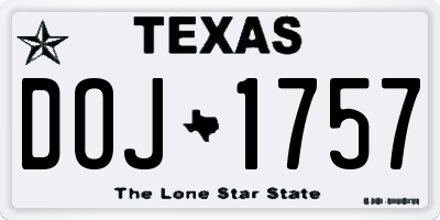 TX license plate DOJ1757