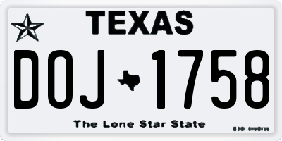 TX license plate DOJ1758