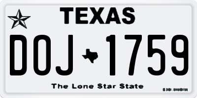 TX license plate DOJ1759