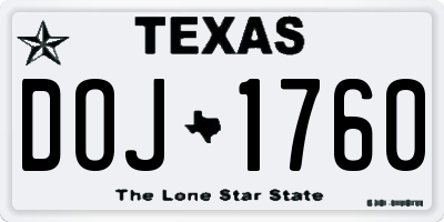 TX license plate DOJ1760