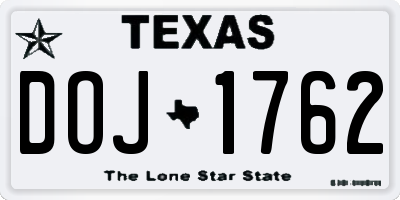 TX license plate DOJ1762