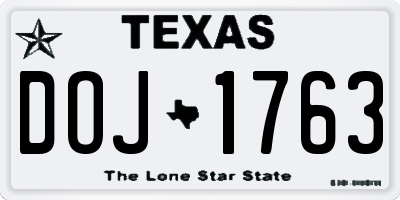 TX license plate DOJ1763
