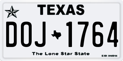 TX license plate DOJ1764