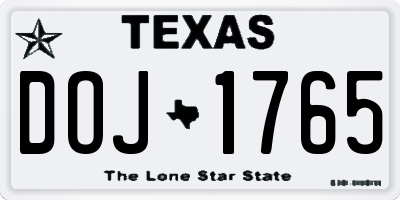 TX license plate DOJ1765