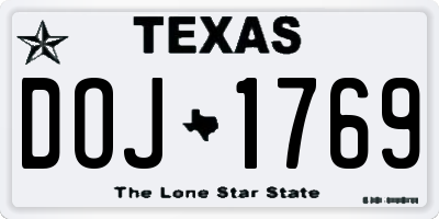 TX license plate DOJ1769