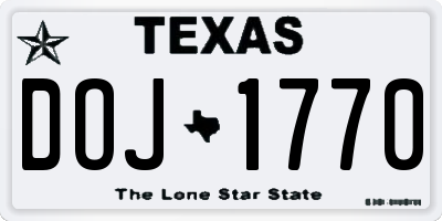 TX license plate DOJ1770